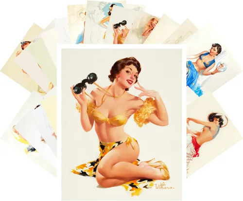 Miniatura 15 de PIXILUV Postal Pack 24pcs Golf Niñas Vintage Viaje Carteles Pinup Sport Azul