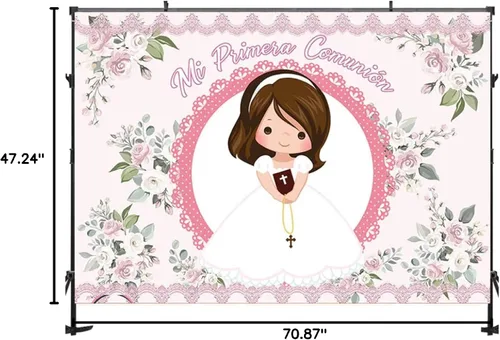 Miniatura 8 de My First Communion Girl Bautismo Fotografía Fondo Dios bendiga bautismo Mi Bautizo Decoración telón de fondo de estudio fotográfico de vinilo