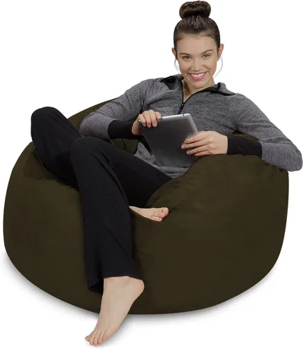 Miniatura 2 de Sofa Sack - Sillón puff: Puff de espuma viscoelástica de 3 pies, sofá mediano con funda de microfibra suave, color verde cocodrilo Microsuede