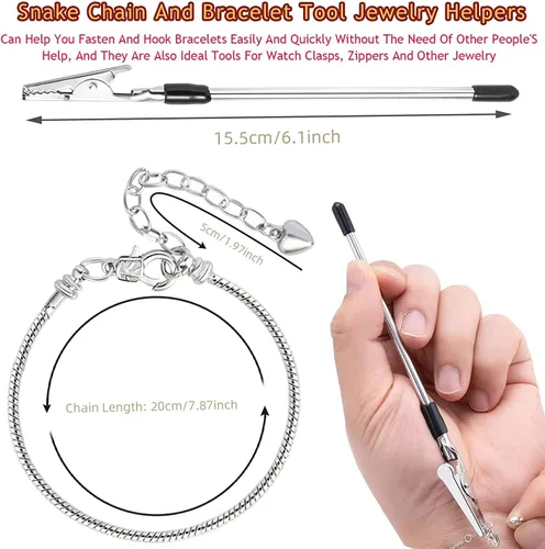 Miniatura 2 de ZYEHXED 20 piezas Cadena de serpiente con dije Pulsera con ayudante de pulsera Cadenas de serpiente ajustables con extensor de cierre de langosta 20