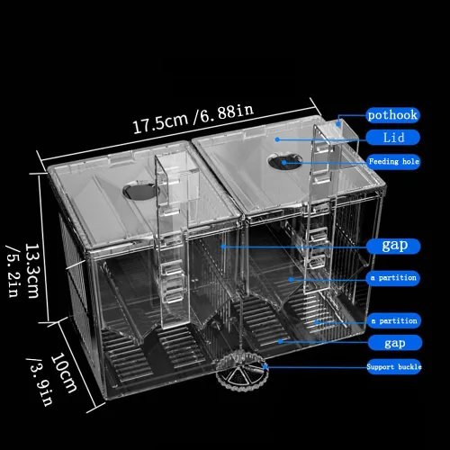 Miniatura 5 de Caja de criador de acuario, caja de criador de acuario de acrílico, cajas de alimentación de incubadora de aislamiento para criadero de peces