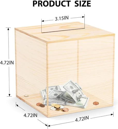 Miniatura 2 de Alcancía creativa para adultos con dinero real, caja de dinero de madera natural, solo puede salvar la alcancía que no se puede sacar