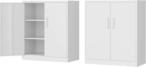 Miniatura 17 de Fesbos Armario de almacenamiento de metal, archivadores de acero de 36 pulgadas de alto con puertas con cerradura y estantes ajustables, gabinete
