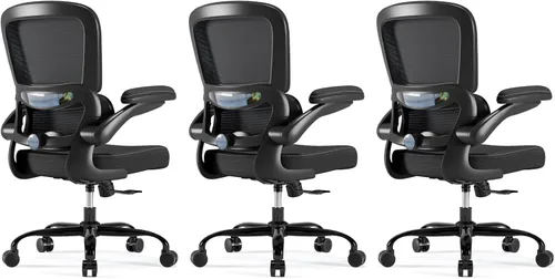 Miniatura 13 de TRALT Silla de oficina ergonómica, silla de escritorio con soporte lumbar ajustable, silla de computadora cómoda de malla con reposabrazos Rosa