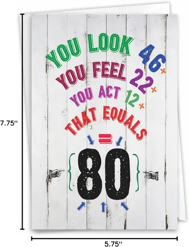Miniatura 9 de NobleWorks - Tarjeta de cumpleaños número 80 divertida - Celebración de 80 años, tarjeta de humor de hito para abuelos, padres - Ecuación de edad 80