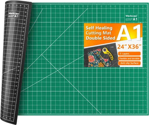 Miniatura 9 de WORKLION Alfombrilla de corte de PVC autorreparable de 12" x 18" para arte, doble cara, tabla de corte giratoria con cuadrícula para manualidades