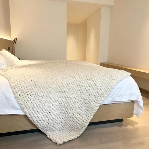 Miniatura 15 de Manta de punto grueso de 40 x 40 pulgadas, manta de felpilla cálida tejida a mano con nudo de cuerda grande suave y gruesa para sofá, cama, sofá