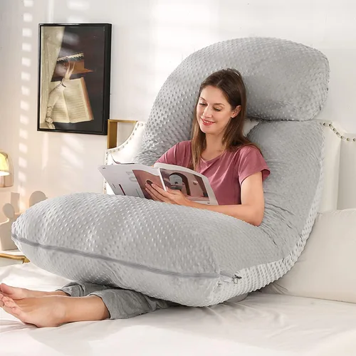 Miniatura 6 de Elover Almohada de embarazo imprescindible para el embarazo, almohada de apoyo de maternidad de cuerpo completo para mujeres embarazadas con funda