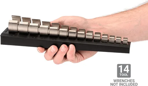 Miniatura 6 de TEKTON 14 herramientas de 3/8 pulgadas de tuerca de trampa, Crowfoot Wrench Organizador Rack, negro (5/16-1-1/16 pulgadas) ORG25114 Fabricado