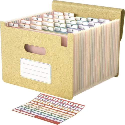 Miniatura 15 de ABC life Organizador de archivos de acordeón de 26 bolsillos, soporte mensual expandible de alta capacidad para facturas y recibos con pestañas