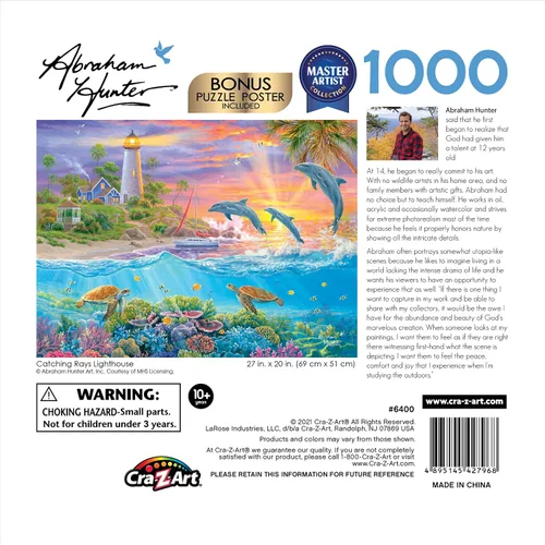 Miniatura 3 de RoseArt - Abraham Hunter - Catching Rays Lighthouse - Rompecabezas de 1000 piezas para adultos