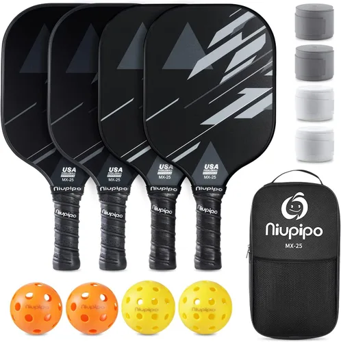 Miniatura 17 de niupipo Pickleball Paddles Set of 2 or 4, USAPA Approved Fiberglass Pickleball Paddle Set with Balls and Bag, Polypropylene Honeycomb Core
