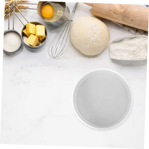 Miniatura 9 de 1 colador redondo de acero inoxidable de malla fina para hornear uso en cocina y cocinar tamiz de harina color blanco herramienta de cocina