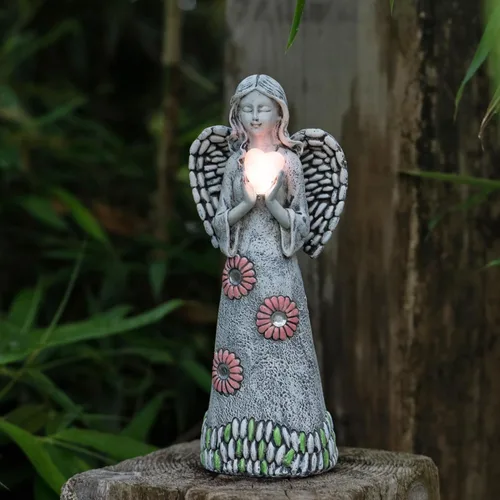 Miniatura 7 de Estatua de ángel solar Rezpuao - Escultura de jardín con decoración de resina para patio, césped, porche - Regalo de inauguración de casa, 10.03