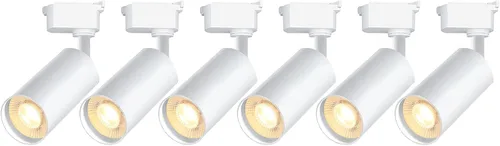 Cabezales de iluminación de riel tipo H regulables blancos (sin rieles de riel), 6 piezas iluminadas 3000 K blanco cálido 20 W 2400 lm para