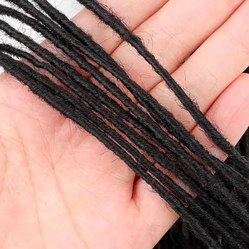 Miniatura 5 de Extensiones de rastas de cabello humano Cypsin de 6 pulgadas, 60 hebras, 0.2 cm de ancho, 100% cabello humano, extensiones de rastas permanentes