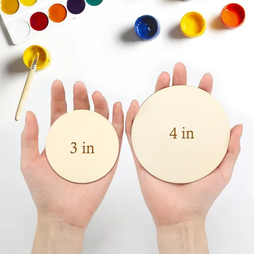 Miniatura 7 de Blisstime Círculos de madera sin terminar para manualidades, discos redondos para pintura, escritura, suministros de bricolaje, grabado y tallado