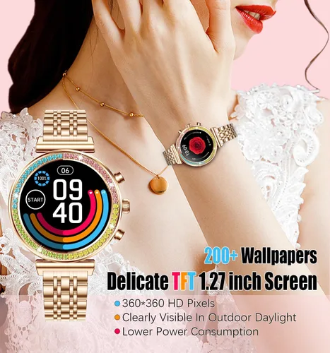 Miniatura 2 de TYBERLEY Reloj inteligente para mujer, pantalla HD de 1.27 pulgadas, Bluetooth llamadas, rastreador de actividad física, reloj inteligente deportivo