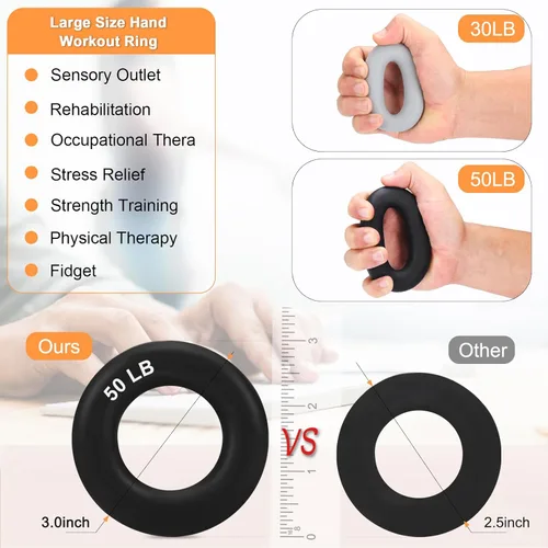 Miniatura 6 de Kit de entrenamiento de fuerza de agarre con fortalecedor de agarre de mano, ejercitador de dedos, anillo de entrenamiento de antebrazo, estirador