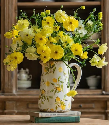 Miniatura 14 de Jarrón floral de cerámica verde y blanco con asa, jarrón rústico de granja, florero floral chinoiserie para decoración del hogar, sala de estar