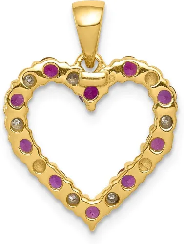 Miniatura 3 de Colgante de diamante de 14 quilates y corazón rubí de 0,35 estilo PM5270-RU-003-YA