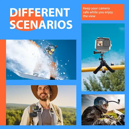 Miniatura 5 de HONGDAK Kit de Accesorios para Cámara de Acción 70 en 1 Actualización Compatible con GoPro Hero 13 12 11 10 9 8 7 6 5 4 3 3+ Max 11 mini Insta360 X5