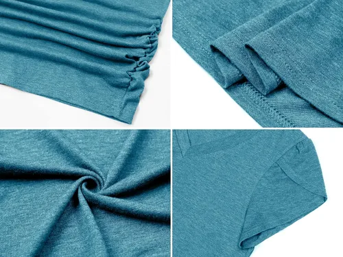 Miniatura 5 de Molliya Camisas de maternidad para mujer, manga corta y larga, cuello en V, fruncido, lateral, para embarazo, verano, blusa, ropa de maternidad