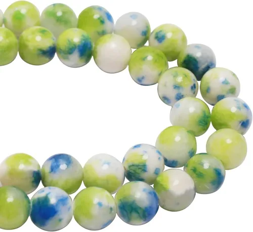 Miniatura 8 de Cuentas de jade persa natural de 0.315 pulgadas, 100 cuentas redondas sueltas de cristal curativo teñido negro colorido para la fabricación
