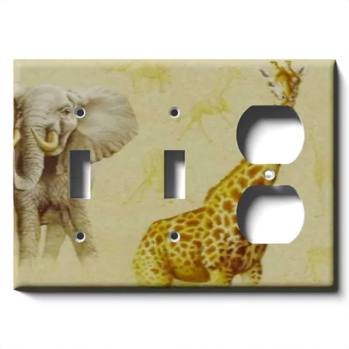 Miniatura 8 de Placa decorativa de salida - Jirafa y elefante en faros - Receptáculo doble dúplex