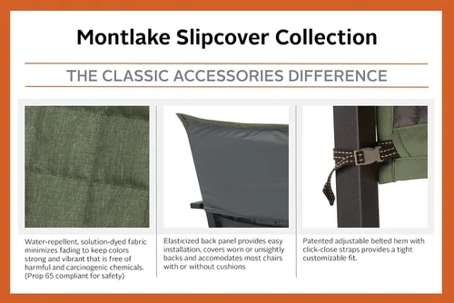 Miniatura 9 de Classic Accessories Montlake - Funda para tumbona de vapor de patio de 69 pulgadas, resistente al agua, helecho jaspeado, fundas para muebles