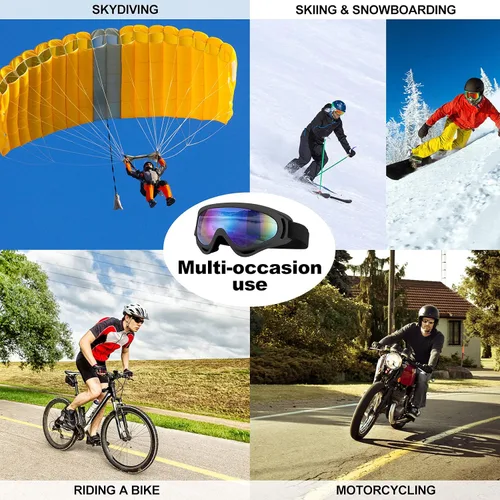 Miniatura 7 de Gafas de esquí, gafas de motocicleta, paquete de 3 gafas de snowboard para hombres, mujeres, adultos y jóvenes