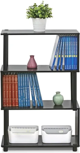 Miniatura 5 de FURINNO Brahms - Estantería de almacenamiento, 3 niveles, roble negro/negro