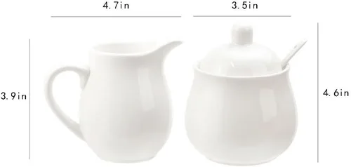 Miniatura 2 de Juego de crema y azúcar de cerámica colorida con cuchara de tapa, juego de servicio de café