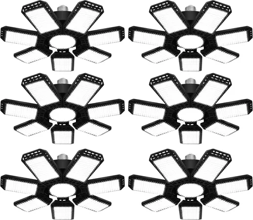 Miniatura 8 de AUDLES Paquete de 4 luces LED de garaje, 240 W, 24000 lm, 6500 K, luces LED de techo, con 7+1 paneles deformables, base con rosca E26/E27