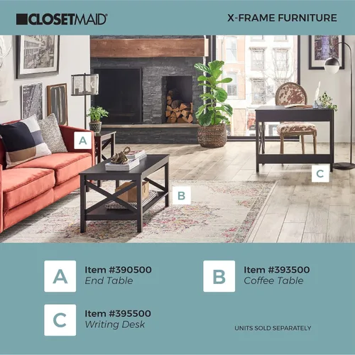 Miniatura 9 de ClosetMaid 3955 X-Frame Design Escritorio o consola con cajones, madera de nogal negro