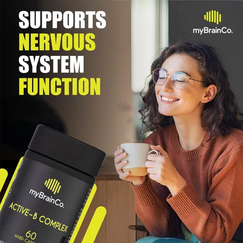 Miniatura 6 de myBrainCo. Complejo Active-B – Suplemento de vitamina B activada de alta resistencia con folato B2, B6, B12 y metilo – Apoya la energía, la función