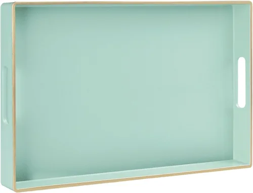 Miniatura 19 de MAONAME - Bandeja decorativa verde oscuro, bandeja de servir redonda de 13 pulgadas con asas, bandejas de plástico para mesa de café, bandejas