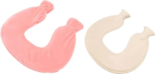 Miniatura 13 de ZJchao Bolsa de agua caliente, en forma de U, alivio del dolor de cuello y hombros, almohada de terapia de calor con funda de vellón, compresa fría