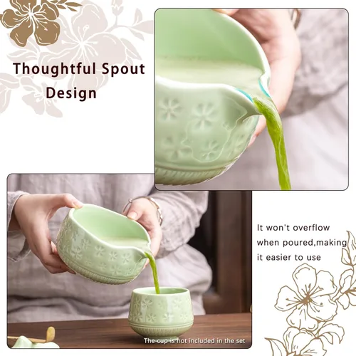 Miniatura 2 de Buucup Juego de batidor de matcha, juego de cerámica matcha incluye cuenco matcha, batidor y soporte de matcha, cuchara de bambú, soporte para Verde