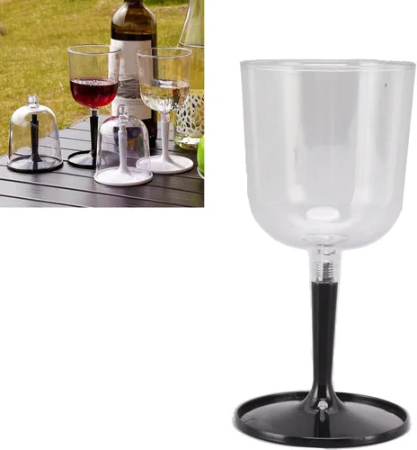 Miniatura 5 de GLOGLOW Copa de vino plegable, copas de vino portátiles de viaje, copas de vino de plástico transparente inastillables para barbacoa al aire libre