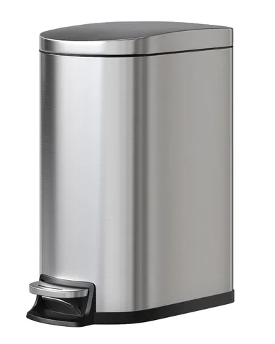 Miniatura 20 de Garvee Cubo de basura de metal de 1.6 galones / 6 litros con tapa, bote de basura delgado e impermeable para dormitorio, cubo de basura pequeño