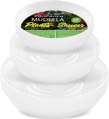 Miniatura 21 de MUDEELA Paquete de 6 platillos para plantas de 8 pulgadas, bandejas de plástico duraderas para interiores, platillo de plástico transparente, hecho