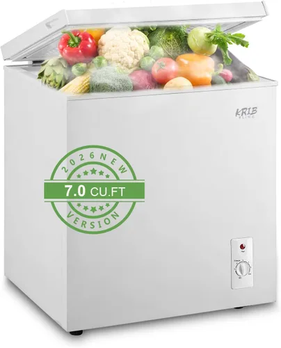 Miniatura 12 de KRIB BLING Congelador horizontal con termostato ajustable y cesta de almacenamiento extraíble para cocina, garaje, sótano