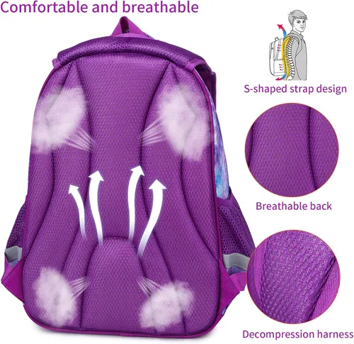 Miniatura 4 de Mochila infantil para niñas, preescolar, primaria, kínder, 15.6 pulgadas, multifuncional, bonita gran capacidad