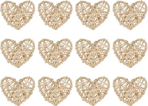 Miniatura 13 de MECCANIXITY 12 piezas de jarrón de ratán en forma de corazón de ratán natural para decoración del día de San Valentín, decoración del hogar, boda