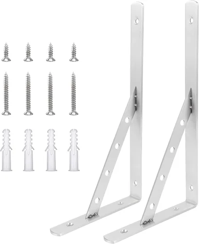Miniatura 13 de Soportes sólidos para estantes de 8 pulgadas, soportes en L resistentes, soporte de ángulo de acero inoxidable, carga máxima de 440 libras, paquete