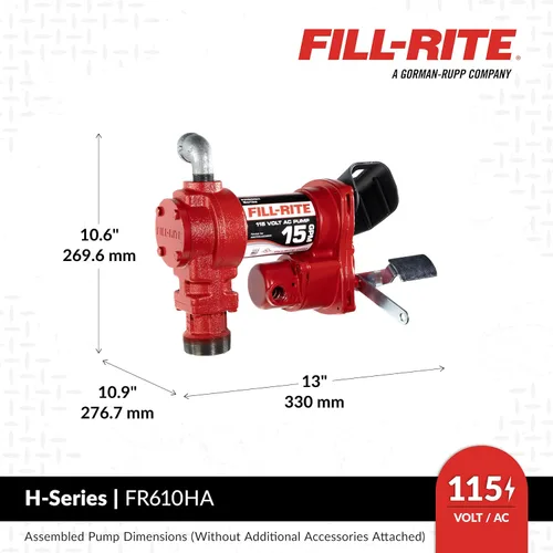 Miniatura 4 de Fill-Rite FR610HA 115V 15 GPM Bomba de transferencia de combustible con manguera de descarga y boquilla automática (rojo) Mezclas de gasolina