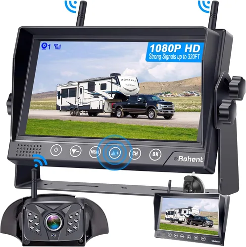 Miniatura 10 de Cámara de respaldo para RV HD1080P, 2 cámaras con llave táctil de 7 pulgadas, monitor DVR, señales digitales estables, sistema de cámara de visión