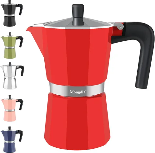 Miniatura 10 de Mongdio - Cafetera de café espresso para estufa Moka, Cafetera Cubana para estufa, Cafetera Mocha Greca Italiana, para 6 tazas de espresso, 10 onzas
