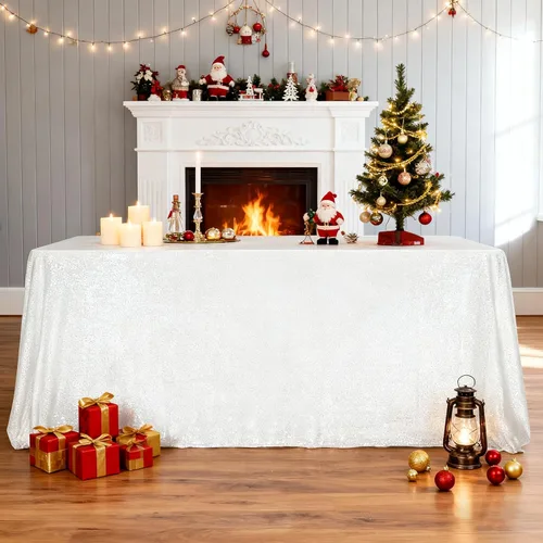 Miniatura 36 de SquarePie Mantel de lentejuelas de 60 x 102 pulgadas, azul bebé brillante, mantel de mesa para bodas y fiestas
